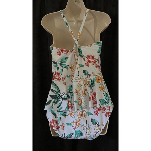Tropical Floral Print Peplum Multiway One-Piece Swimwear XL Unbranded - Picture 5 of 9